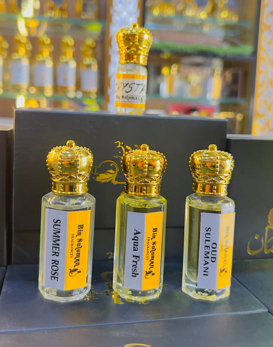 Supreme Deal - Three 12ml Long Lasting Premium Attar & 1 Crystal Oud FREE
